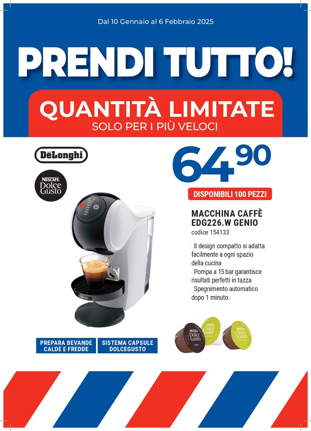 MACCHINA CAFFE' DELONGHI EDG225.W 